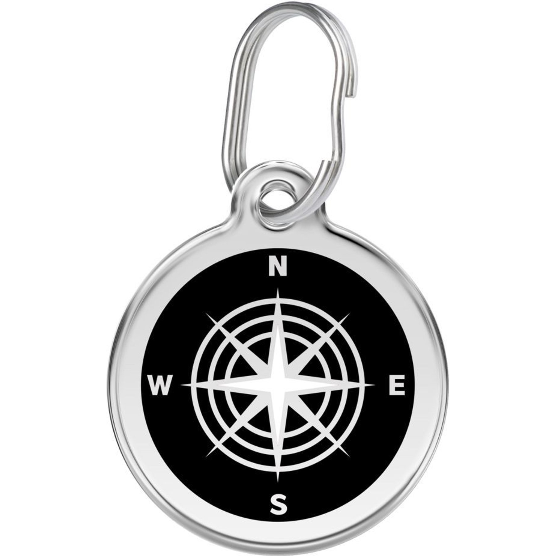 Red Dingo Compass Stainless Steel Personalized Dog & Cat ID Tag, Black, Large