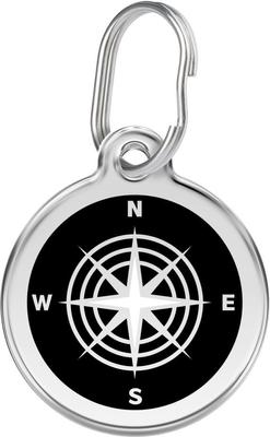 Show full view: Red Dingo Compass Stainless Steel Personalized Dog & Cat ID Tag, Black, Medium slide 1 of 7