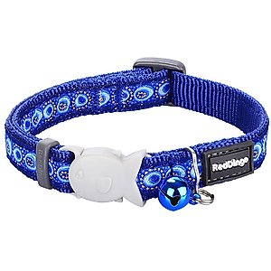 Red Dingo Cosmos Nylon Breakaway Cat Collar with Bell, Dark Blue, 8 to 12.5-in neck, 1/2-in wide