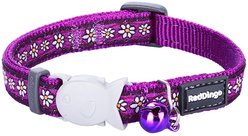 Red Dingo Daisy Chain Nylon Breakaway Cat Collar with Bell, Purple, 8 to 12.5-in neck, 1/2-in wide