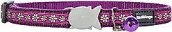 Red Dingo Daisy Chain Nylon Breakaway Cat Collar with Bell, Purple, 8 to 12.5-in neck, 1/2-in wide slide 2 of 5