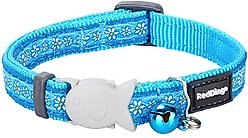 Red Dingo Daisy Chain Nylon Breakaway Cat Collar with Bell, Turquoise, 8 to 12.5-in neck, 1/2-in wide