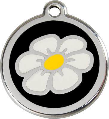 Show full view: Red Dingo Daisy Stainless Steel Personalized Dog & Cat ID Tag, Black, Medium slide 1 of 7