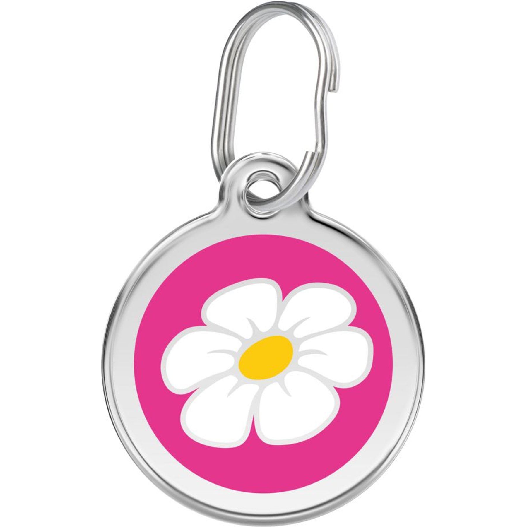 Red Dingo Daisy Stainless Steel Personalized Dog & Cat ID Tag, Hot Pink, Medium