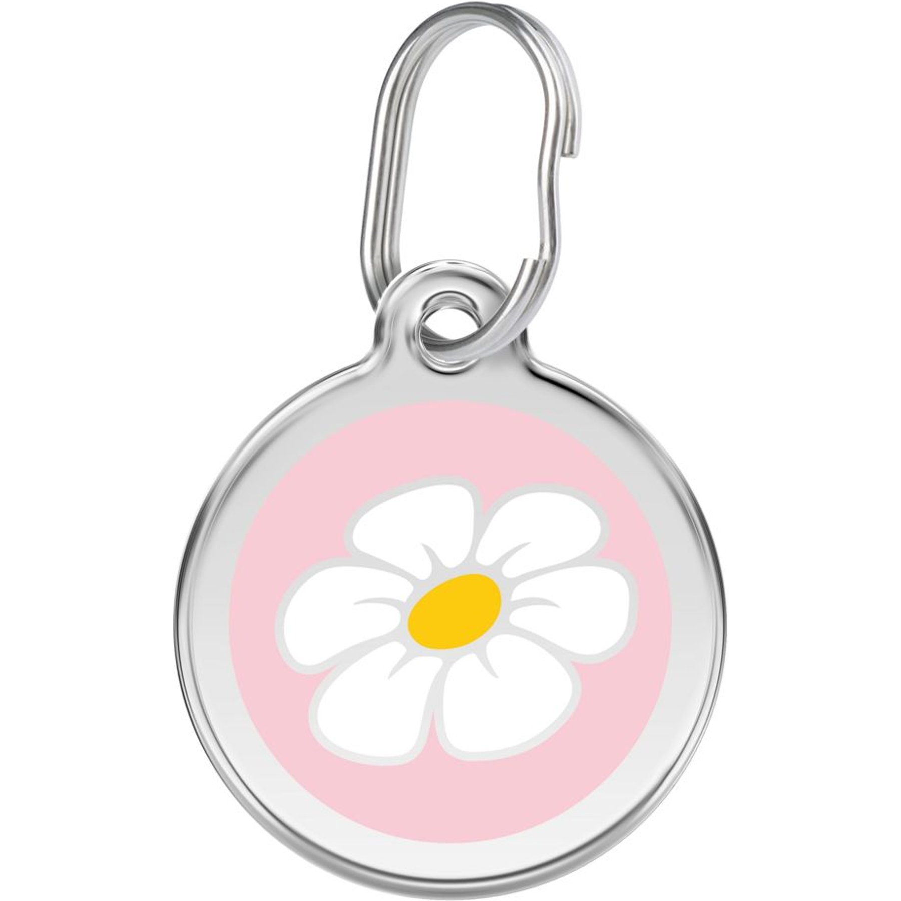 Red Dingo Daisy Stainless Steel Personalized Dog & Cat ID Tag, Pink, Large