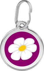 Red Dingo Daisy Stainless Steel Personalized Dog & Cat ID Tag, Purple, Medium