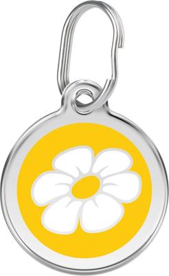 Show full view: Red Dingo Daisy Stainless Steel Personalized Dog & Cat ID Tag, Yellow, Small slide 1 of 7