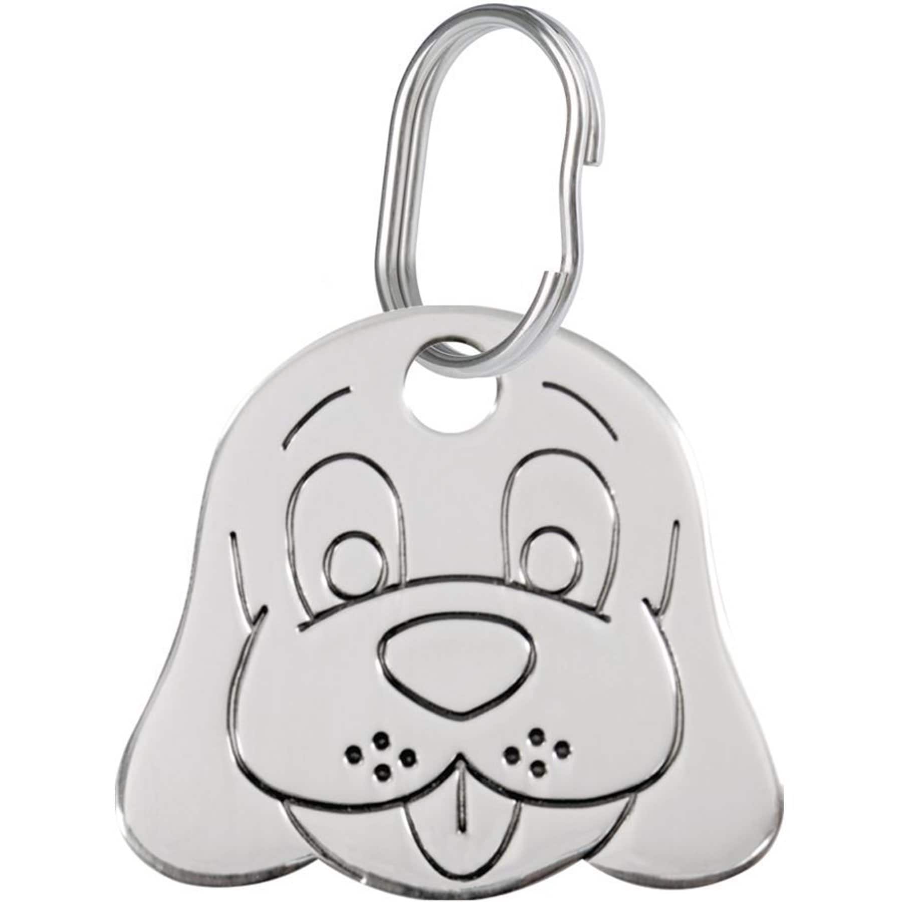 Red Dingo Dog Face Stainless Steel Personalized Dog ID Tag, Large