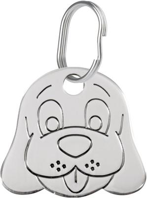 Show full view: Red Dingo Dog Face Stainless Steel Personalized Dog ID Tag, Medium slide 1 of 6