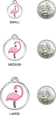 Show full view: Red Dingo Flamingo Stainless Steel Personalized Dog & Cat ID Tag, Small slide 6 of 7