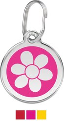 Red Dingo Flower Stainless Steel Personalized Dog & Cat ID Tag, Hot Pink, Large