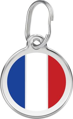 Show full view: Red Dingo French Flag Stainless Steel Personalized Dog & Cat ID Tag, Large slide 1 of 7