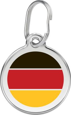 Show full view: Red Dingo German Flag Stainless Steel Personalized Dog & Cat ID Tag, Medium slide 1 of 7