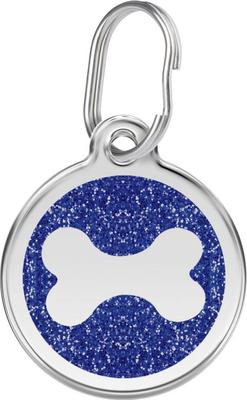 Show full view: Red Dingo Glitter Bone Stainless Steel Personalized Dog ID Tag, Blue, Medium slide 1 of 7