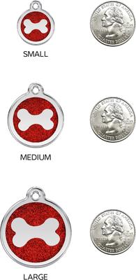 Show full view: Red Dingo Glitter Bone Stainless Steel Personalized Dog ID Tag, Gold, Medium slide 6 of 7