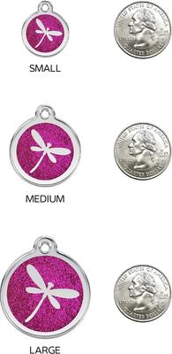 Show full view: Red Dingo Glitter Dragonfly Stainless Steel Personalized Dog & Cat ID Tag, Pink, Small slide 6 of 6