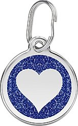 Red Dingo Glitter Heart Stainless Steel Personalized Dog & Cat ID Tag, Blue, Large slide 1 of 6