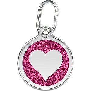 Red Dingo 2 Toned Heart Stainless Steel Personalized Dog & Cat ID Tag