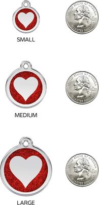 Show full view: Red Dingo Glitter Heart Stainless Steel Personalized Dog & Cat ID Tag, Silver, Small slide 6 of 7
