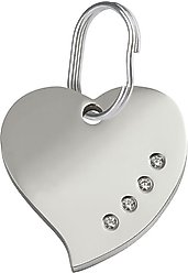 Red Dingo Heart Crystal Diamante Stainless Steel Personalized Dog & Cat ID Tag, Large