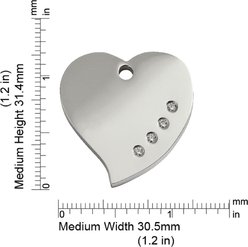 Red Dingo Heart Crystal Diamante Stainless Steel Personalized Dog & Cat ID Tag, Medium slide 2 of 7