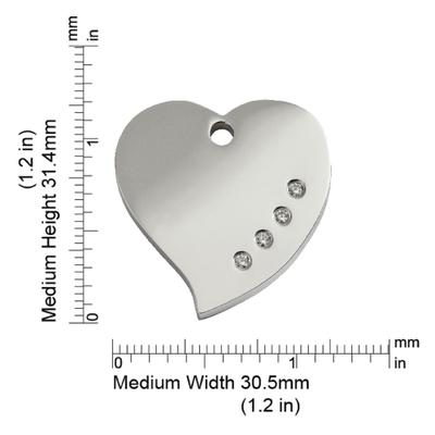 Show full view: Red Dingo Heart Crystal Diamante Stainless Steel Personalized Dog & Cat ID Tag, Medium slide 3 of 8