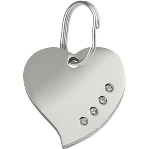 Red Dingo Heart Crystal Diamante Stainless Steel Personalized Dog & Cat ID Tag