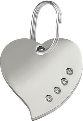 Show full view: Red Dingo Heart Crystal Diamante Stainless Steel Personalized Dog & Cat ID Tag, Small slide 1 of 6