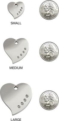 Show full view: Red Dingo Heart Crystal Diamante Stainless Steel Personalized Dog & Cat ID Tag, Small slide 6 of 6