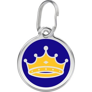 Red Dingo King's Crown Stainless Steel Personalized Dog & Cat ID Tag, Blue