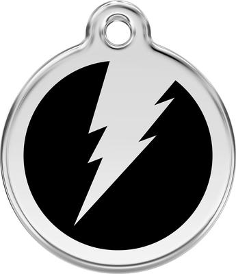 Show full view: Red Dingo Lightning Bolt Stainless Steel Personalized Dog & Cat ID Tag, Black, Medium slide 1 of 7