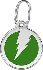Red Dingo Lightning Bolt Stainless Steel Personalized Dog & Cat ID Tag, Green, Large