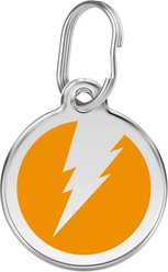 Red Dingo Lightning Bolt Stainless Steel Personalized Dog & Cat ID Tag, Orange, Large