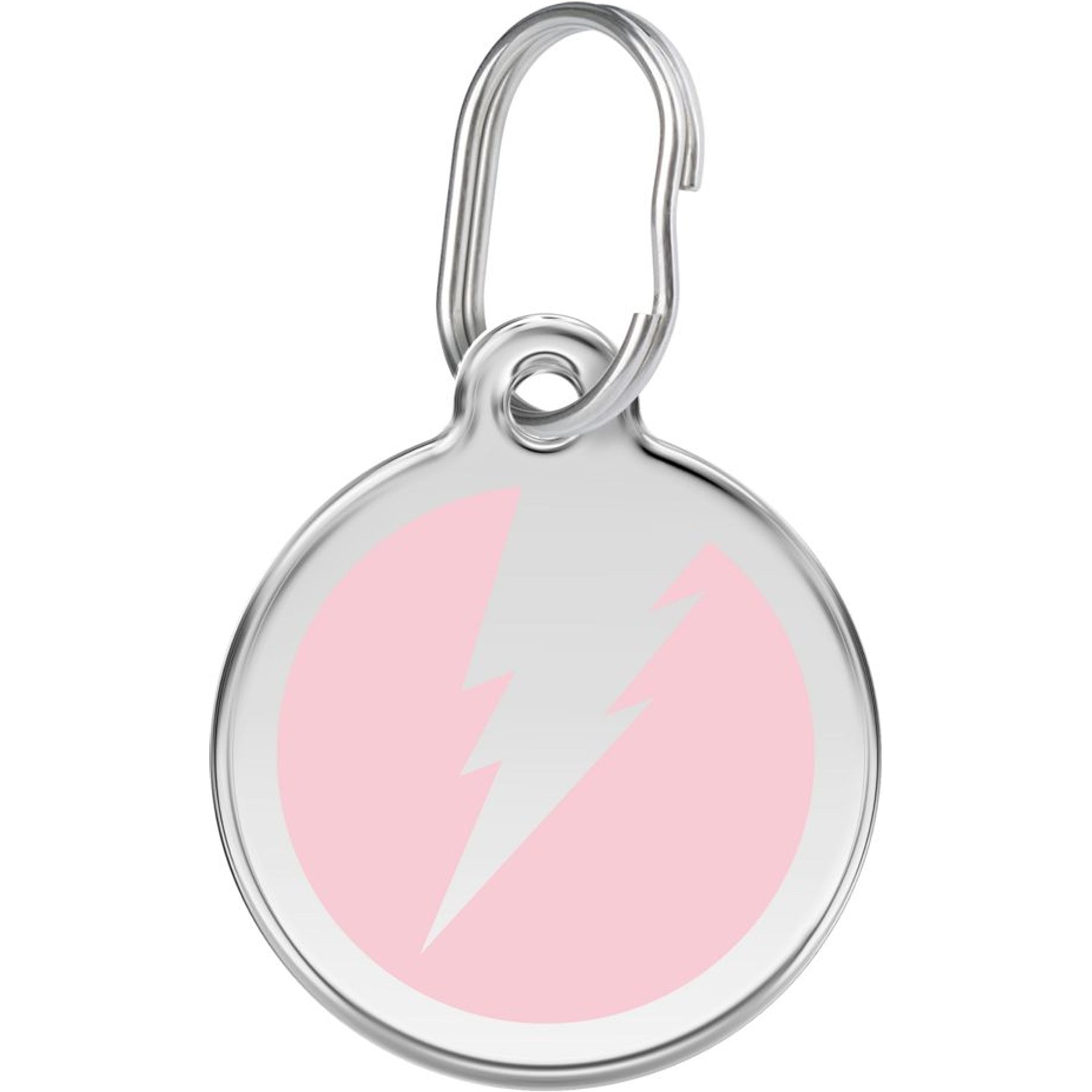 Red Dingo Lightning Bolt Stainless Steel Personalized Dog & Cat ID Tag, Pink, Medium