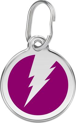 Show full view: Red Dingo Lightning Bolt Stainless Steel Personalized Dog & Cat ID Tag, Purple, Medium slide 1 of 7