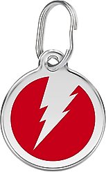 Red Dingo Lightning Bolt Stainless Steel Personalized Dog & Cat ID Tag, Red, Large
