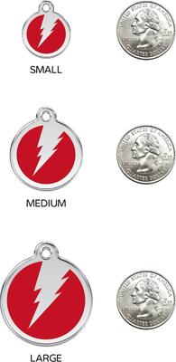 Show full view: Red Dingo Lightning Bolt Stainless Steel Personalized Dog & Cat ID Tag, Red, Medium slide 6 of 7
