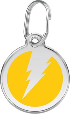 Show full view: Red Dingo Lightning Bolt Stainless Steel Personalized Dog & Cat ID Tag, Yellow, Medium slide 1 of 7