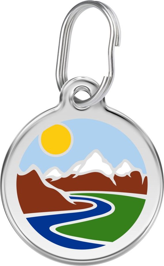 Red Dingo Mountains Stainless Steel Personalized Dog & Cat ID Tag