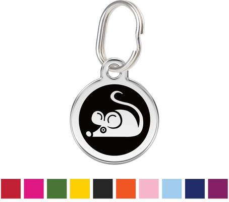 Show full view: Red Dingo Mouse Personalized Stainless Steel Cat ID Tag, Small, Black slide 1 of 8