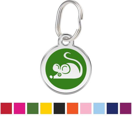 Show full view: Red Dingo Mouse Personalized Stainless Steel Cat ID Tag, Small, Green slide 1 of 7