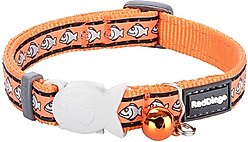 Red Dingo Nylon Reflective Breakaway Cat Collar with Bell, Orange, 8 to 12.5-in neck, 1/2-in wide