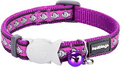 Red Dingo Nylon Reflective Breakaway Cat Collar with Bell, Purple, 8 to 12.5-in neck, 1/2-in wide