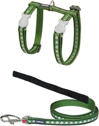Red Dingo Nylon Reflective Fish Cat Harness & Leash, 10.6 to 18.9-in chest, Green