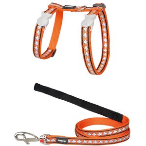 Red Dingo Nylon Reflective Fish Cat Harness & Leash, 10.6 to 18.9-in chest, Orange