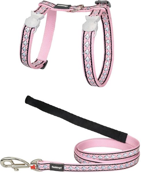 Show full view: Red Dingo Nylon Reflective Fish Cat Harness & Leash, 10.6 to 18.9-in chest, Pink slide 1 of 4
