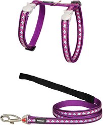Red Dingo Nylon Reflective Fish Cat Harness & Leash, 10.6 to 18.9-in chest, Purple