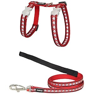 Red Dingo Nylon Reflective Fish Cat Harness & Leash, 10.6 to 18.9-in chest, Red