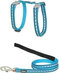 Red Dingo Nylon Reflective Fish Cat Harness & Leash, 10.6 to 18.9-in chest, Turquoise