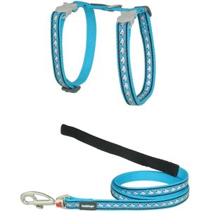 Red Dingo Nylon Reflective Fish Cat Harness & Leash, 10.6 to 18.9-in chest, Turquoise